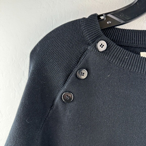 Elina Casell Sweater Womens Medium Black 100% Cotton Buttoned Long Sleeve - Picture 3 of 7